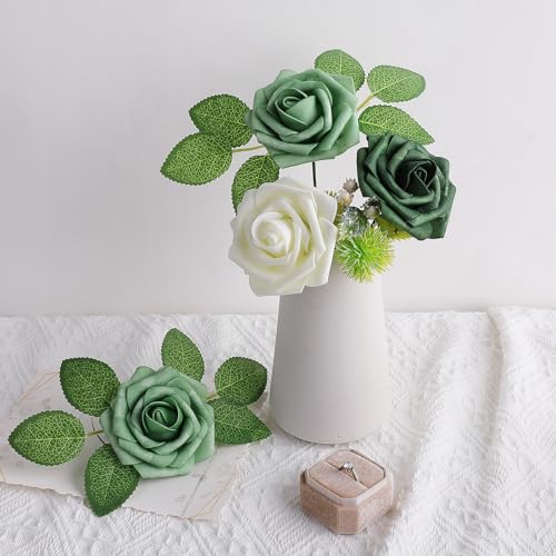Forest Shades Rose 25pcs Real Looking Artificial Flowers w