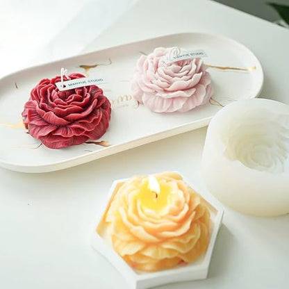 2PCS 3D Flower Candle Making Molds Moldes de Silicona para Velas (2 Count)