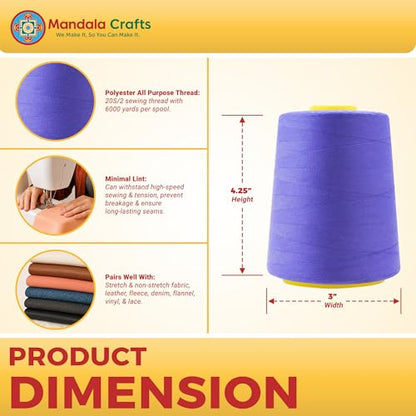 20S 2 Periwinkle Polyester 4 Pack of Serger Threads Cones