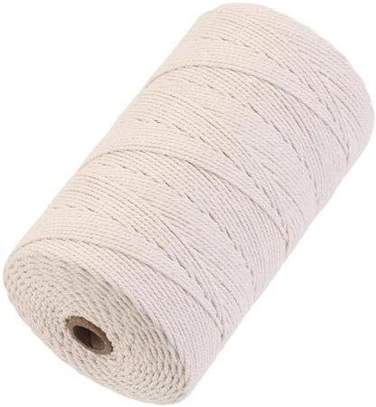 Macrame Cord 2mm x 382yards Natural Macrame Cotton Rope Colored Macrame Rope Soft Cotton Cord Macrame Supplies Craft Rope Macrame Yarn for Plant Hanger Wall Hanger Dreamcatcher (1136 Foot)