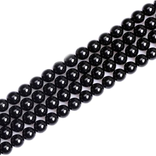 90pcs Adabele Natural Grade A Black Tourmaline Gemstone 8mm Round Beads (88 Count)