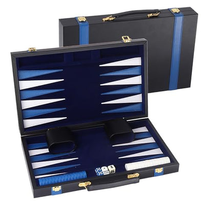 GSE Premium Leather Backgammon Board Game Set