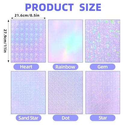 36 Sheets Holographic Laminating Sheets Clear Self Adhesive Sticker Paper (36 Count)