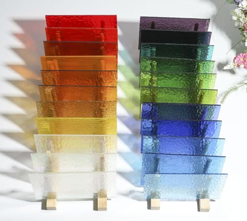 26 Sheets Transparent Stained Glass Sheets Packs for Art Crafts (26 Count)