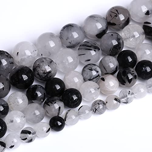 90pcs 4mm AAA Natural Black Quartz Rutilated Beads Round Loose Beads for Jewelry Making DIY Bracelet Crystal Energy Healing Power Stone
