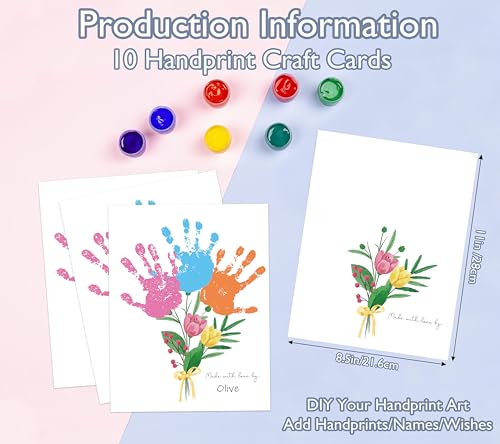 Flower Bouquet Handprint Art Craft Kit Birthday Gifts for Mom & Grandma (10 Count)