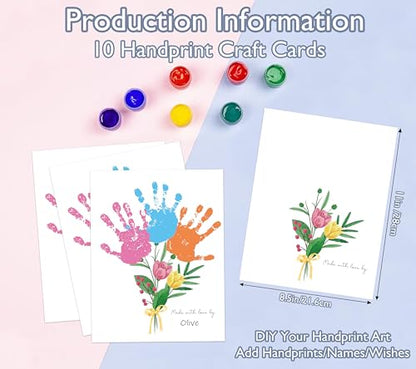 Flower Bouquet Handprint Art Craft Kit Birthday Gifts for Mom & Grandma (10 Count)