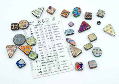 0.8 oz (25g) Mix of Unique Czech Bohemia Glass Pressed Beads with Various Patterns, Matte and Glossy, Hand Made BCV