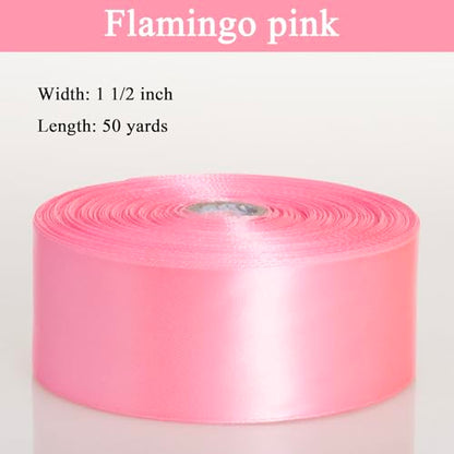 1 1 2 Inch Flamingo Pink Solid Satin Ribbon for Gift Wrapping