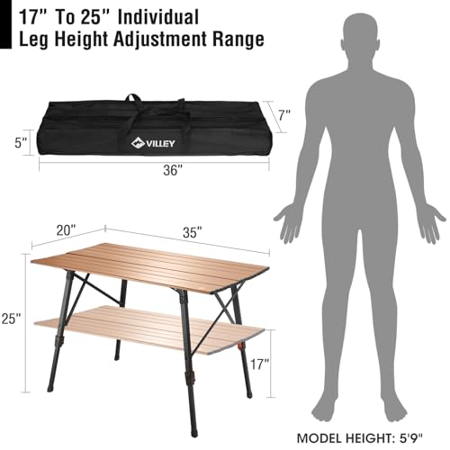 Portable Camping Table with Adjustable Legs