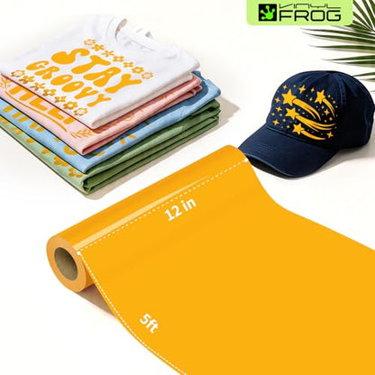 Yellow Heat Transfer Vinyl Roll 12" x5ft Matte HTV Vinyl (5 Foot)