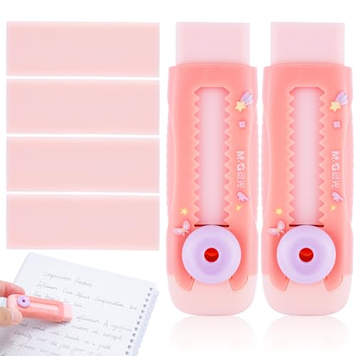 2+4 Pack Rubber Erasers Sliding Retractable Eraser (6 Count)