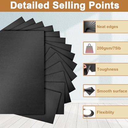 40 Sheets Black Shimmer Cardstock 8.5 x 11 Halloween Cards 75lb (40 Count)