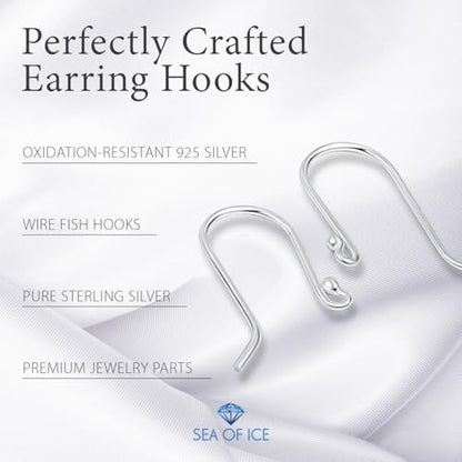 925 Sterling Silver Ear Wires Ball End French Earring Hooks for Drop Dangle Earrings Jewellery Making (24 Count)