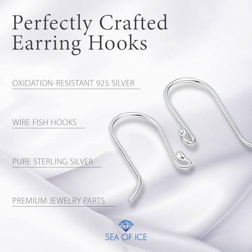 925 Sterling Silver Ear Wires Ball End French Earring Hooks for Drop Dangle Earrings Jewellery Making