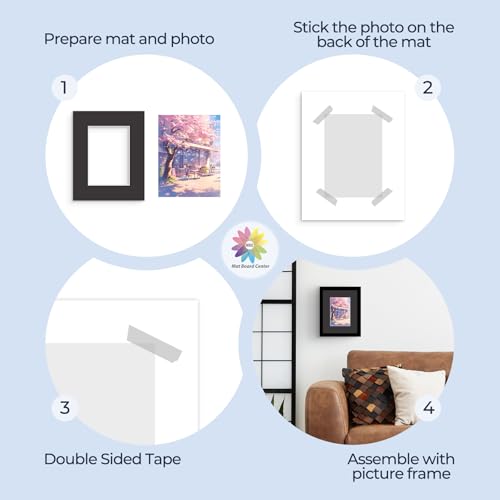 Mat Board Center 50 Pack 8x10 Picture Mat for 5x7 Photo Black