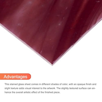 2 Pcs Stained Glass Sheet Mosaic Tile 7.9 Inch x 5.9 Inch Dark Red Stained Glass Sheets for Crafts DIY Art Project