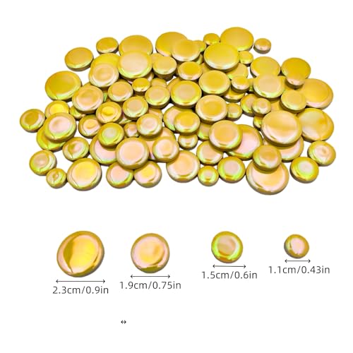 200g Iridescent Round Mosaic Tiles for Crafts Bulk (90 Count)