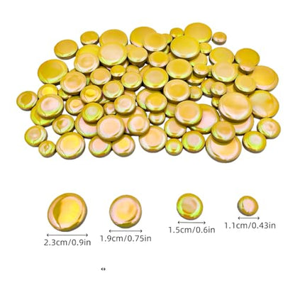 200g Iridescent Round Mosaic Tiles for Crafts Bulk (90 Count)