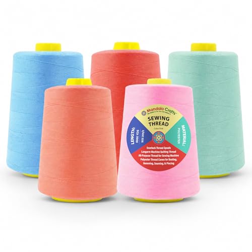 20S 2 Pastel Polyester 5 Pack of Serger Threads Cones (5 Count)