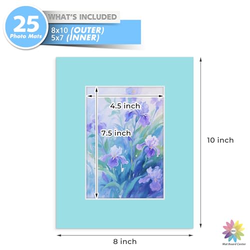 Mat Board Center 20 Pack 8x10 Picture Mat for 5x7 Photo Mixed Color