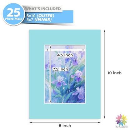 Mat Board Center 20 Pack 8x10 Picture Mat for 5x7 Photo Mixed Color