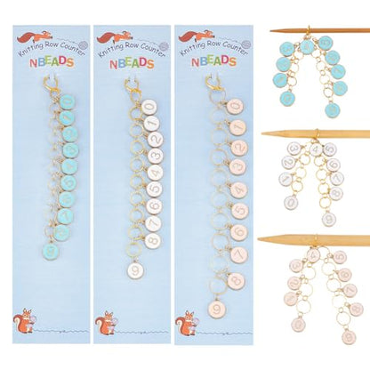2 Pcs 0 9 Enamel Number Knitting Row Counter Chains