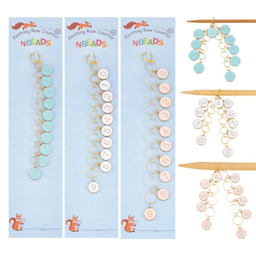 2 Pcs 0 9 Enamel Number Knitting Row Counter Chains