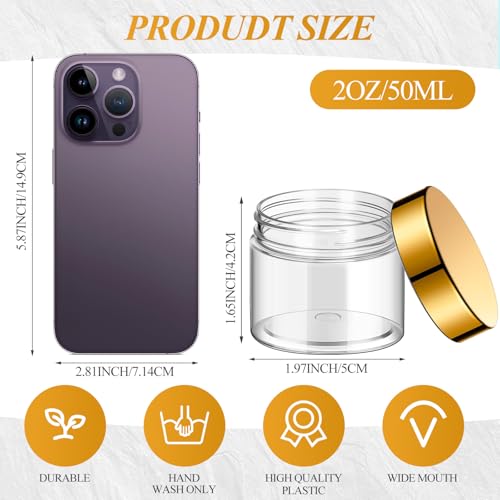 36 Pieces 2 oz Plastic Jars with Lids Wide Mouth Airtight Reusable Container Acrylic Cosmetic Small Jars for Lotions Ointments Travel Toiletries Creams Make up Storage (2 Ounce)