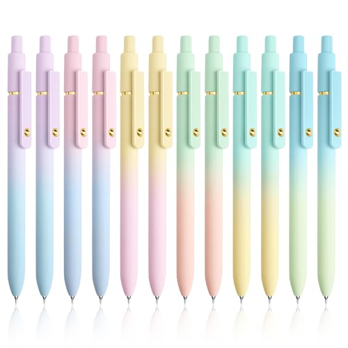 Gel Pens 12 Pcs 0.5mm Fine Point Smooth Writing Pens Japanese Cute Pens