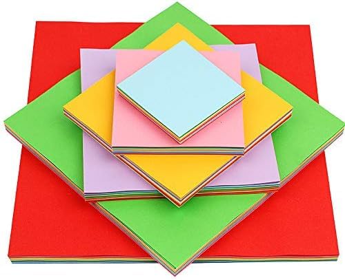2 Pack 10 Colors Origami Paper Double Sided Color 100 Sheets Square Easy Fold Paper for Beginner (100 Count)