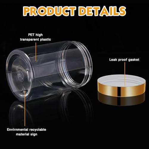 36 Pieces 10 oz Plastic Jars with Lids Wide Mouth Airtight Reusable Container Acrylic Cosmetic Small Jars for Lotions Ointments Travel Toiletries Creams Make up Storage (36 Count)