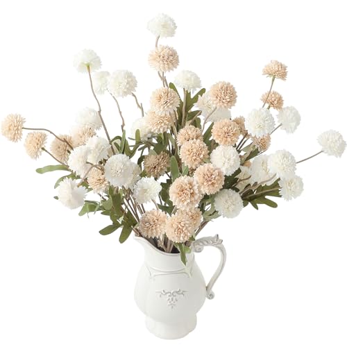 9pcs Beige Ivory Mix Faux Silk Mums Artificial Flowers (9 Count)