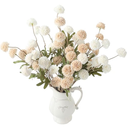 9pcs Beige Ivory Mix Faux Silk Mums Artificial Flowers (9 Count)
