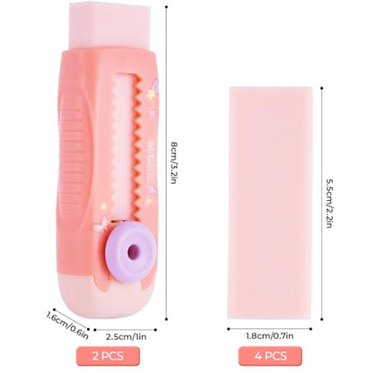 2+4 Pack Rubber Erasers Sliding Retractable Eraser (6 Count)