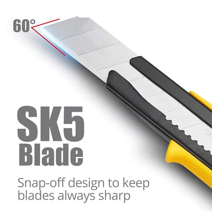 Box Cutter Utility Knife Retractable Snap Off Blades Hobby Knife 3 Pack for Cutting Cardboard Boxes Leather