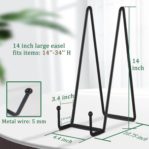 5 Pack 14 Inch Black Picture Stand Large Plate Stand for Display Table Top Easel for Picture