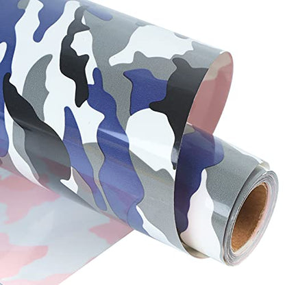 Heat Transfer Vinyl Camouflage Blue HTV Rolls (8 Foot)