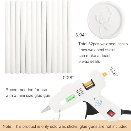 52pcs White Sealing Wax Sticks for Seal Stamp