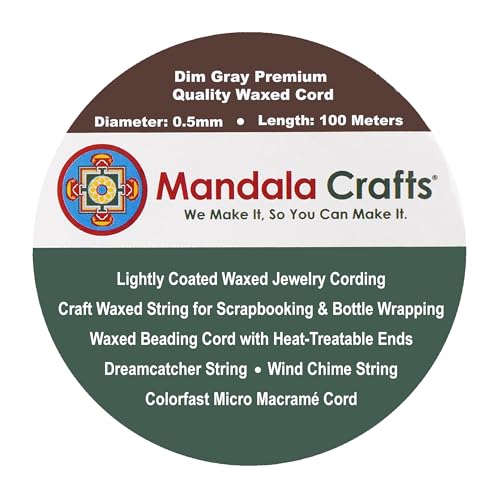 0.5mm Dim Gray Cotton Waxed Cord for Jewelry Making (327 Foot)