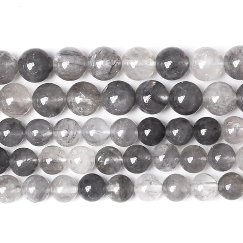 36pcs 10mm Natural Grey Cloud Crystal Stone Beads for Jewelry Making Energy Healing Power Stone Beads DIY Bracelet Necklace Accessories 15"