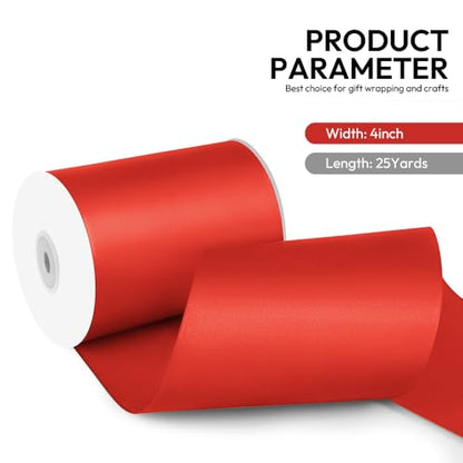 4 Inch 25 Yard Wide Satin Ribbon Red