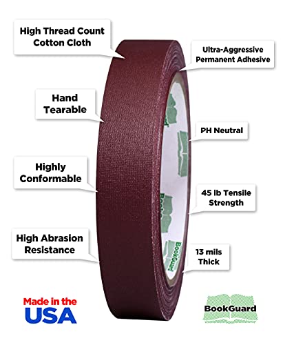3 4 Inch Burgundy Book Repair Cloth Tape 15 Yard Roll