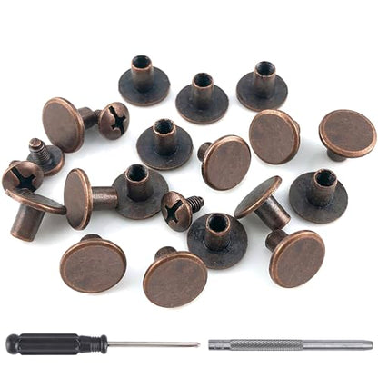 150 Sets 8MM Chicago Screws Leather Rivets for Fabric Chicago Binding Screws Buttons Metal Studs Rivets for Decorate and Repair Belts Bags Shoes Purse Dog Collar Leather Craft