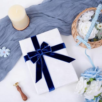 Vintage Sapphire Blue Velvet Ribbon (75 Foot)