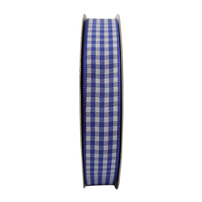 Blue and White Woven Edge Plaid Ribbon 100% Polyester Gingham Ribbon 25 Yards Each Roll
