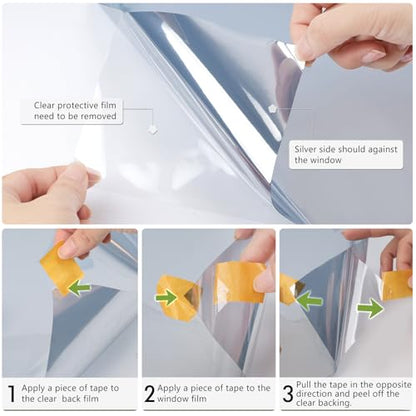 One Way Privacy Window Film Black Silver 23.6in x 6.5ft