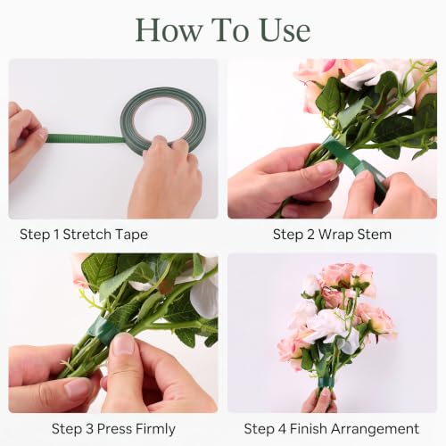 4 Roll Green Floral Tape Waterproof Florist Tape