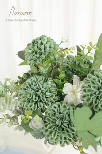 Artificial Dahlia Flowers 25pcs Real Looking Elf Green Foam Fake Roses with Stems for DIY Wedding Bouquets Bridal Shower Centerpieces Floral Arrangements Party Tables Home Decoration (25 Count)