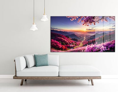 Scenery Tempered Glass Wall Art Painting for Living Room
